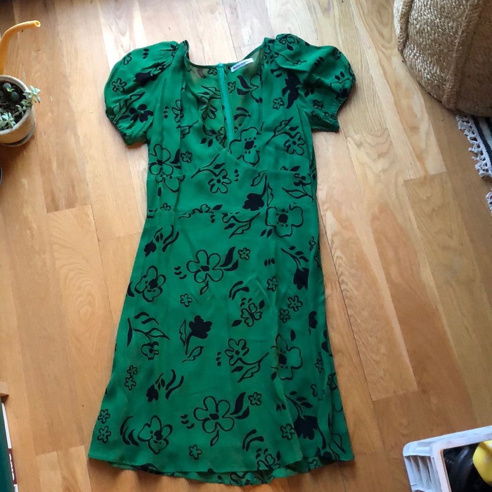 Reformation Kacey Carrie Dress Floral Green Sz 12